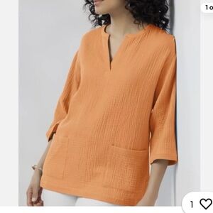 NWT soft surroundings Araza gauze top in nectarine